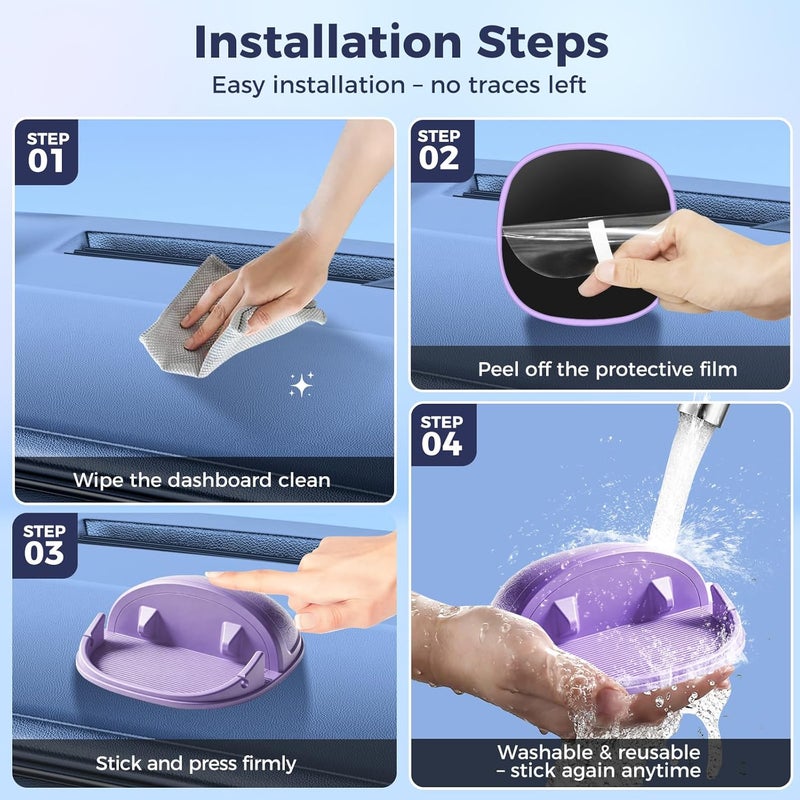 Loncaster Phone Holder, Mount Silicone Pad Mat for Various Dashboards, Slip Free Desk Stand Compatible with iPhone, Samsung, Android Smartphones, GPS Devices and More (Purple) - Image 4