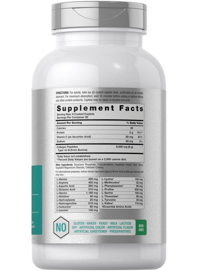 Horbaach Horbäach Collagen Peptides 6000mg | 300 Caplet Pills | with Vitamin C | Hydrolyzed Collagen Supplement | Non-GMO, Gluten Free  - Image 2