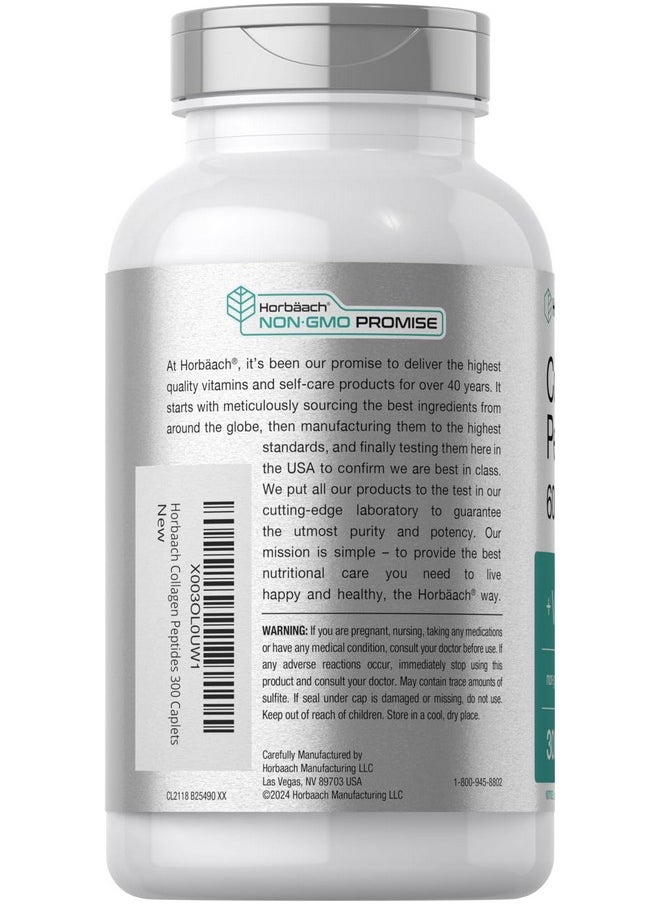 Horbaach Horbäach Collagen Peptides 6000mg | 300 Caplet Pills | with Vitamin C | Hydrolyzed Collagen Supplement | Non-GMO, Gluten Free  - Image 3