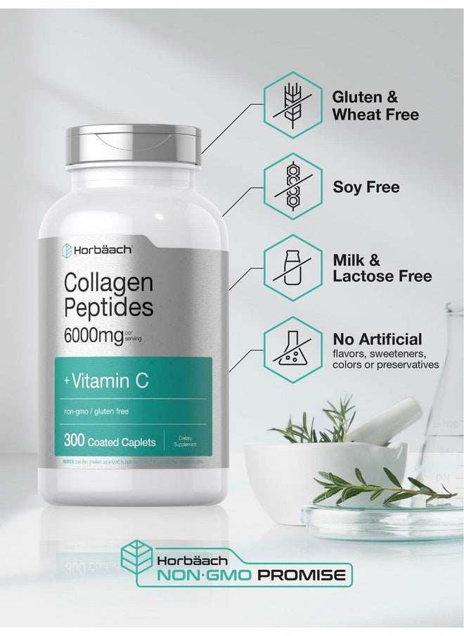 Horbaach Horbäach Collagen Peptides 6000mg | 300 Caplet Pills | with Vitamin C | Hydrolyzed Collagen Supplement | Non-GMO, Gluten Free  - Image 5