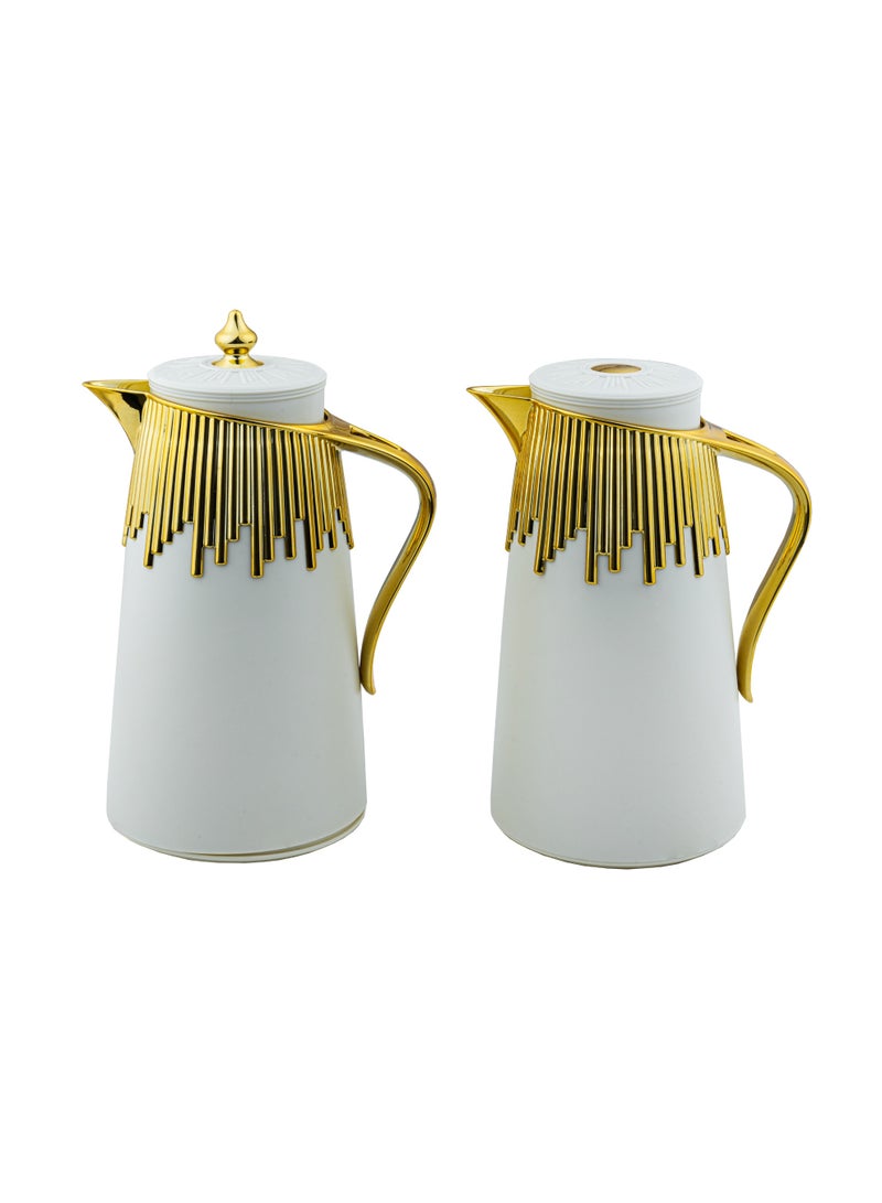 باصرة طقم ترامس فاخر باصرة للشاي والقهوة من قطعتين حجم  1 لتر عدة ألوان