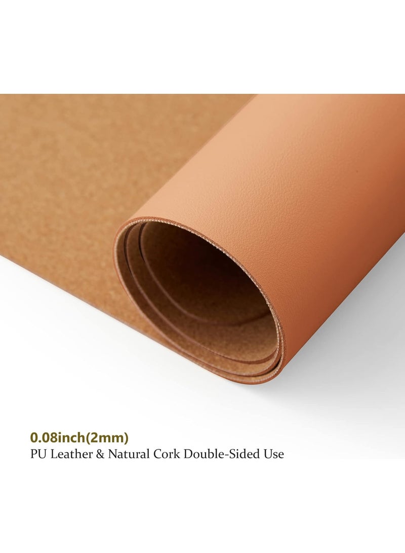 Cork Desk Mat - Dual-Sided Desk Pad for Office and Home - Desk Organization and Accessories - Ideal for Large Mouse Pad and Desk Mats on Top of Desks(Brown,90cmx 43cm) - Image 3