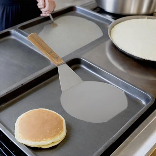 Homi styles Extra-Large Stainless Steel Wide Spatula Turner Strong Wooden Handle - Dishwasher Safe Kitchen Utensil - Heavy Duty Oversized Metal Lifter Grilling, Cooking, Baking Cake & Cookies pancake spatula - Image 2