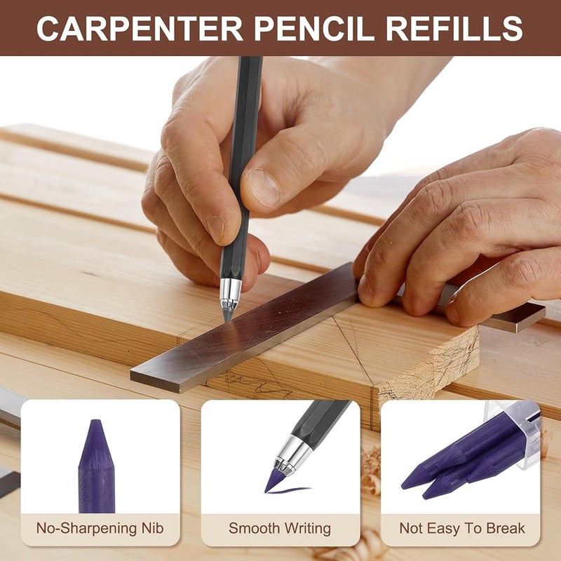 PATIKIL 8Pcs 5.6mm 2B Carpenter Pencil Lead Refills, Solid Dry Pencil Refills Break Resistant Lead Refill for Mechanical Carpenter Construction Pencils Art Drafting, Purple - Image 2
