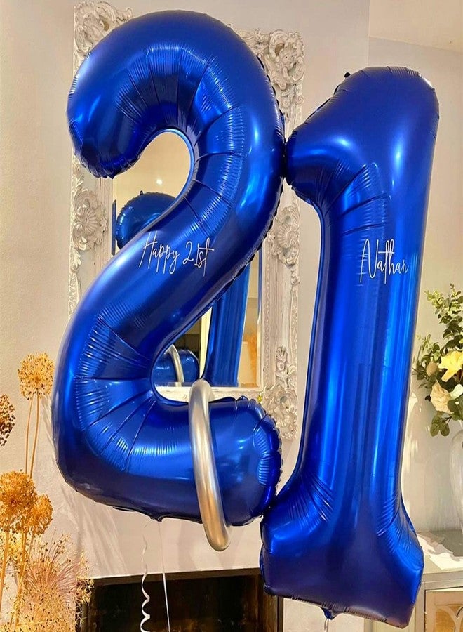 بي بي پوّل بالونات زرقاء داكنة مقاس 40 بوصة تحمل الرقم 12 أو 21، بالونات فويل مايلر كبيرة الحجم تحمل الرقم 12 لتزيين حفلات أعياد الميلاد والذكرى السنوية - Image 5