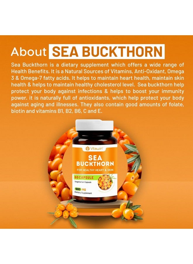 Vitawin Sea Buckthorn For Healthy Heart, Immunity Power, Skin Care & Body Detox, Natural Herbal Nutrition Supplement, Veg - 60 Capsules, 100 grams - Image 4