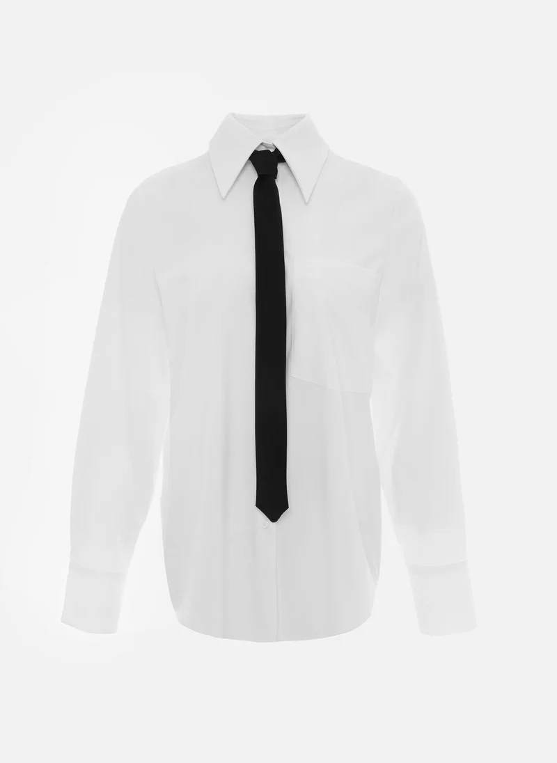 Lichi Monochrome oversized shirt with a tie