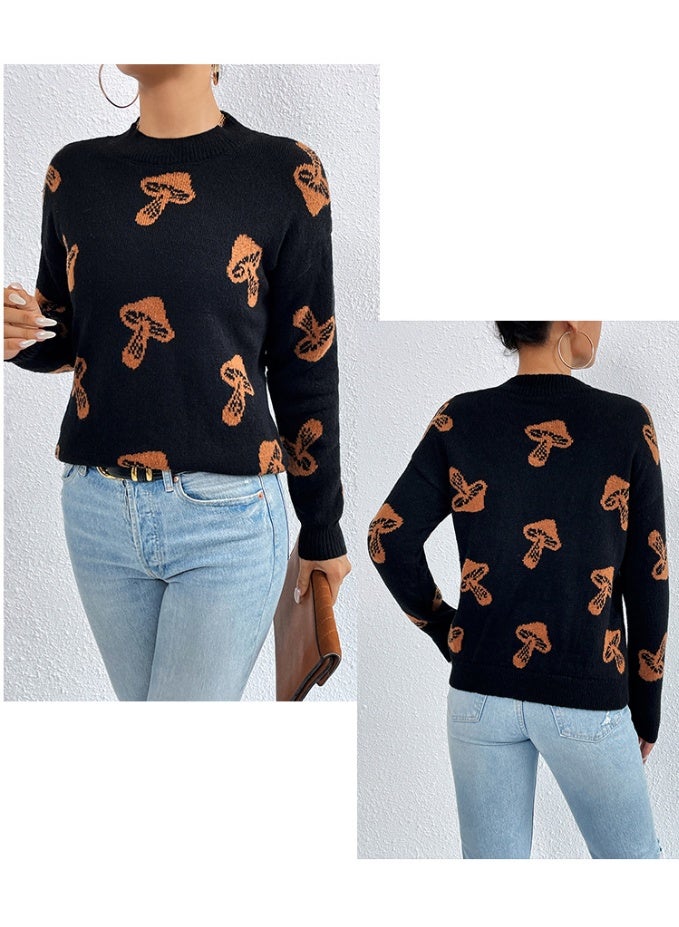 NIBEMINENT Halloween Sweater Knitted Jacquard Round Neck Pullover Knitted Sweater Women's  Autumn And Winter Warm Product Top - Image 2