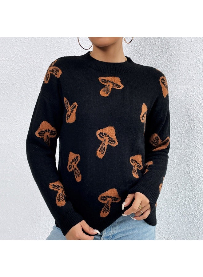 NIBEMINENT Halloween Sweater Knitted Jacquard Round Neck Pullover Knitted Sweater Women's  Autumn And Winter Warm Product Top - Image 1