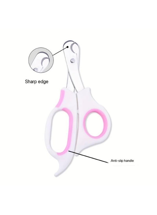 Rubik Pet Nail Clipper, Stainless Steel Nail Cutter Scissor for Cat Dog Birds Kittens Rabbits and Small Animals Grooming (Pink/White) - Image 3