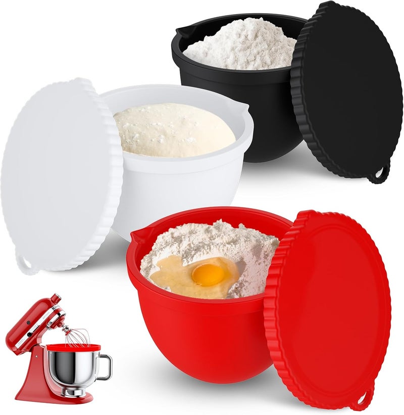 COOBL Silicone Bowl Liners for 5 QT KitchenAid Mixers, 3 Set Silicone Bowls with Lids,Quick Replacement, Multi-Occasion - Image 1