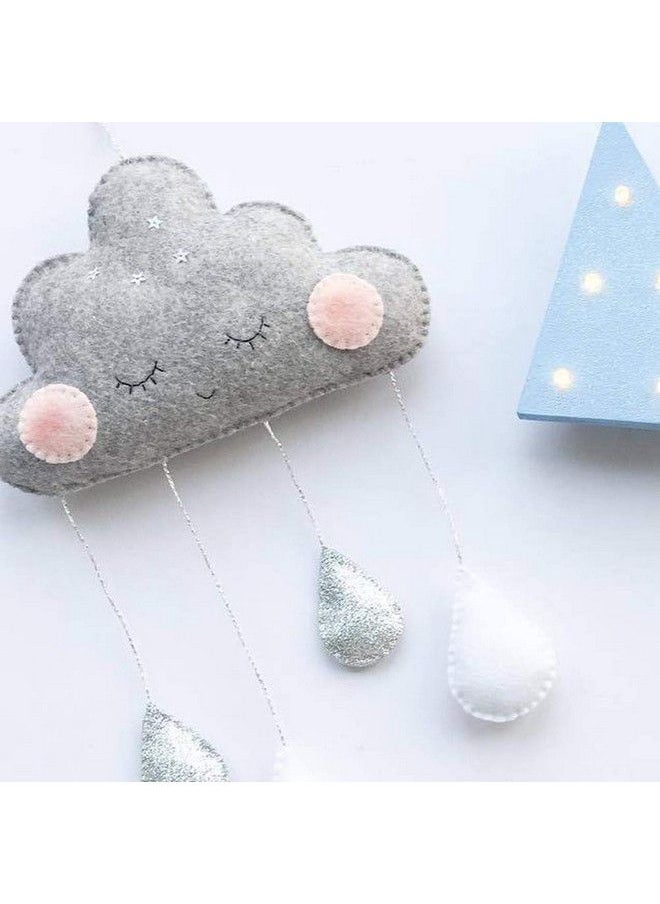 Baby Bucket - Lovely Hanging Cloud Water Drop Felt Wall Hanging Decor For Baby Shower Kids Bedroom Baby Nursery Room Tent [Grey] - Image 1