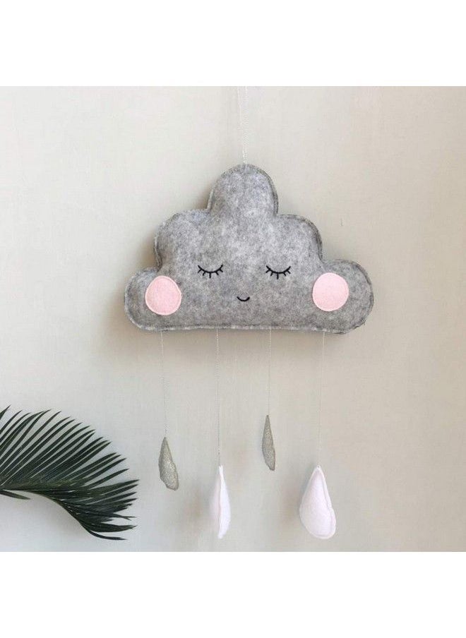 Baby Bucket - Lovely Hanging Cloud Water Drop Felt Wall Hanging Decor For Baby Shower Kids Bedroom Baby Nursery Room Tent [Grey] - Image 1