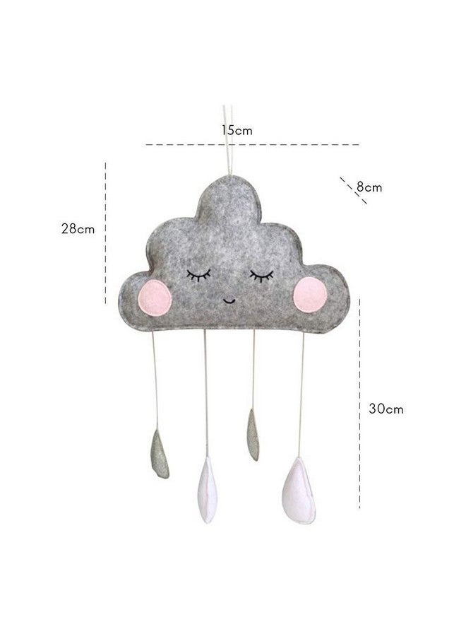 Baby Bucket - Lovely Hanging Cloud Water Drop Felt Wall Hanging Decor For Baby Shower Kids Bedroom Baby Nursery Room Tent [Grey] - Image 1