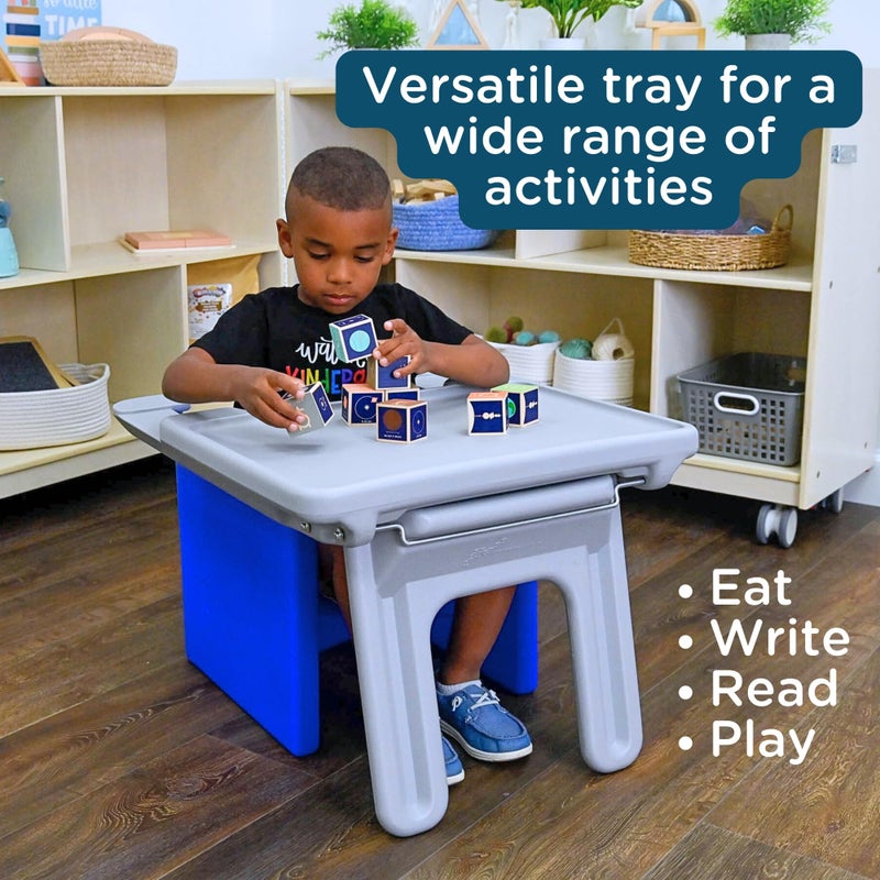 Children's Factory Edutray Desk Attachment for Cube Chair â€“ Toddler Study Surface for Homeschool, Classroom, Space-Saving, Durable, Easy-Clean Plastic, Gray - Image 3