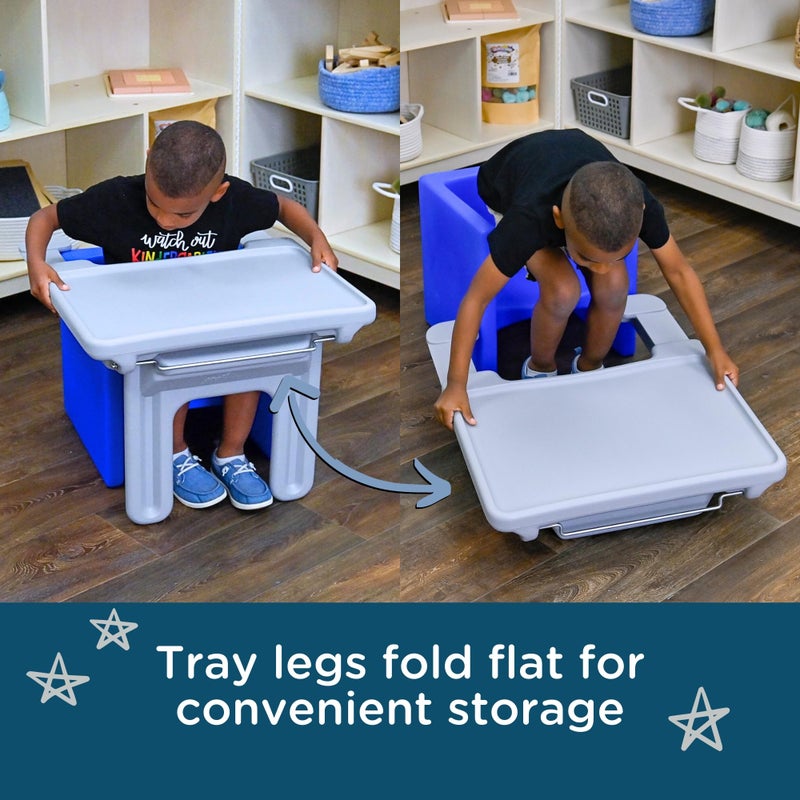 Children's Factory Edutray Desk Attachment for Cube Chair â€“ Toddler Study Surface for Homeschool, Classroom, Space-Saving, Durable, Easy-Clean Plastic, Gray - Image 5