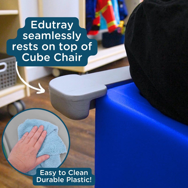 Children's Factory Edutray Desk Attachment for Cube Chair â€“ Toddler Study Surface for Homeschool, Classroom, Space-Saving, Durable, Easy-Clean Plastic, Gray - Image 4