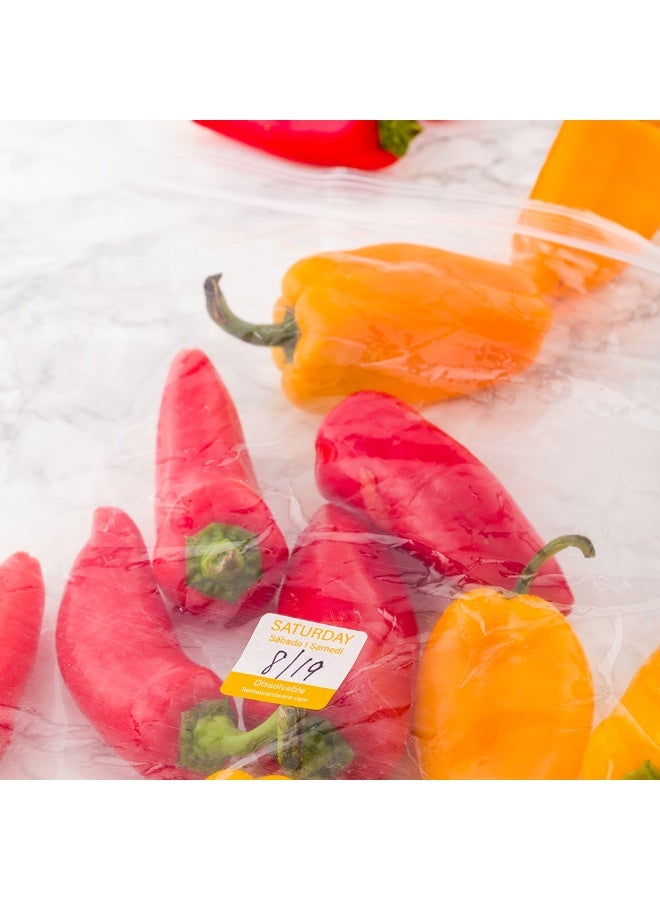 Restaurantware RW Smart 1 Inch x 1 Inch Food Rotation Labels, 500 Dissolvable Food Safety Labels - Premium Trilingual, Orange Paper Day Of The Week Labels, For Food Storage Or Prep, Saturday - Image 2