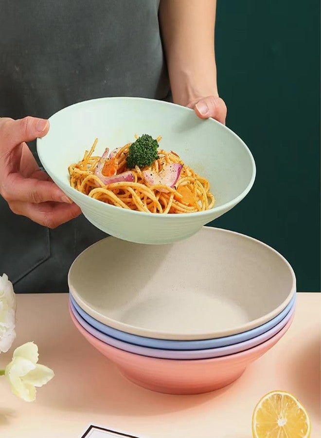 BGVM Wheat Straw Wide Rimmed Soup Bowl Set – 23cm Large Pasta Plates for Spaghetti, Dipping Bread, and Fancy Dinners – Durable & Stylish Dinnerware for Everyday & Restaurant Use (1, Beige) - Image 5