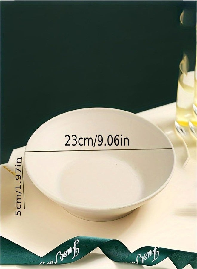 BGVM Wheat Straw Wide Rimmed Soup Bowl Set – 23cm Large Pasta Plates for Spaghetti, Dipping Bread, and Fancy Dinners – Durable & Stylish Dinnerware for Everyday & Restaurant Use (1, Beige) - Image 2