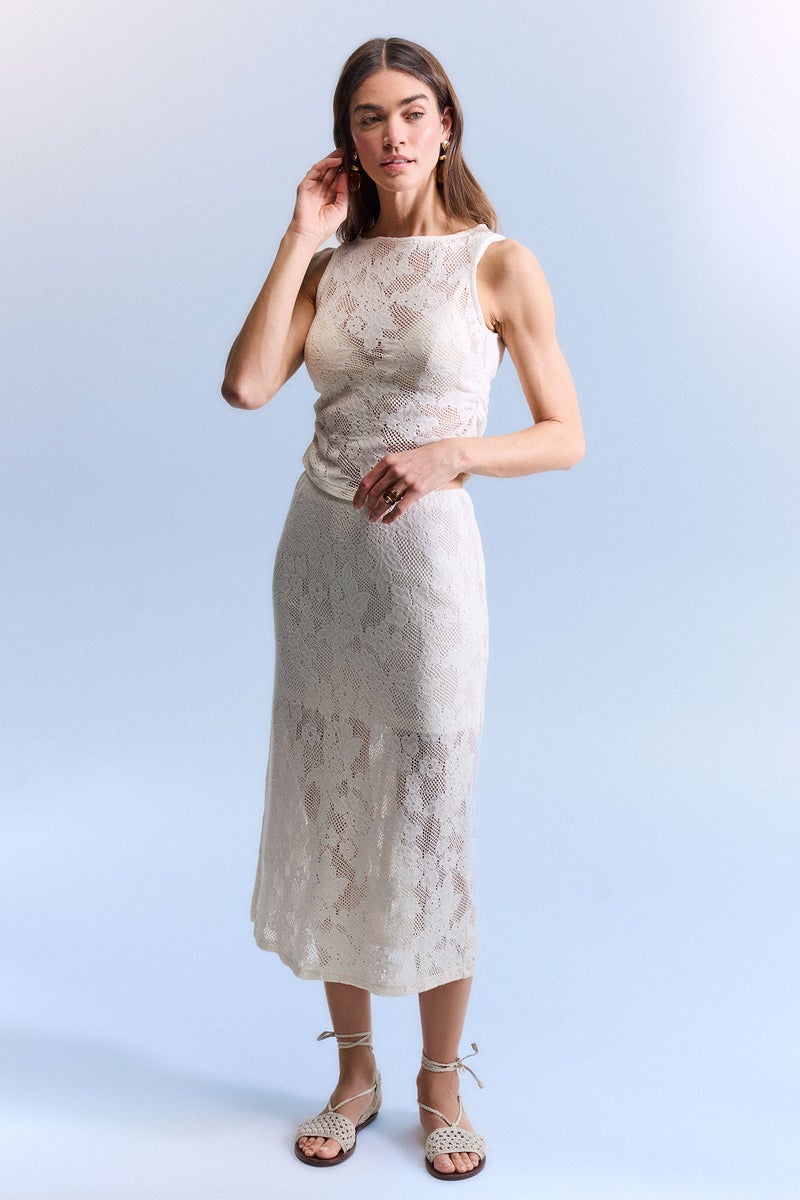 DeFacto White Woman Pencil Skirt Normal Waist Midi Knitted Skirt Casual - Image 2