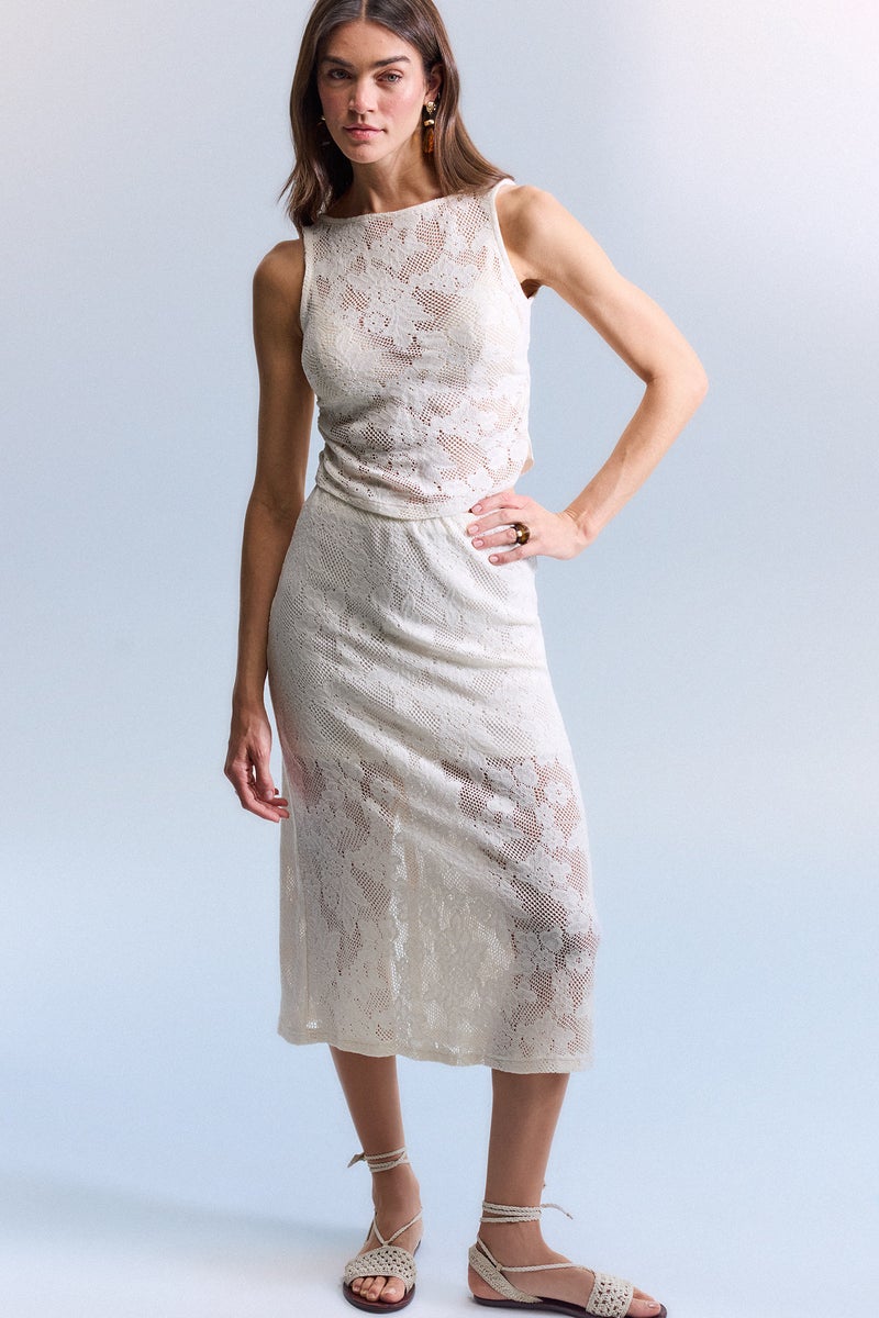 DeFacto White Woman Pencil Skirt Normal Waist Midi Knitted Skirt Casual - Image 3