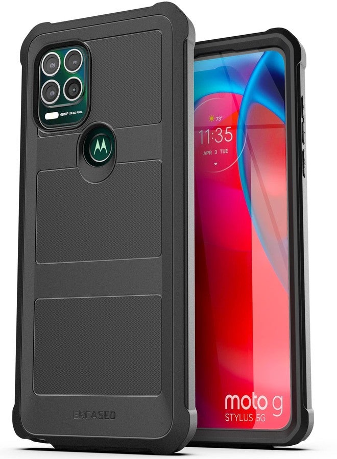 إنكاسد جراب Encased Falcon المصمم خصيصًا لهاتف Moto G Stylus 5G مع مشبك حزام، (2021) جراب حماية للهاتف مع حافظة (أسود) - Image 3