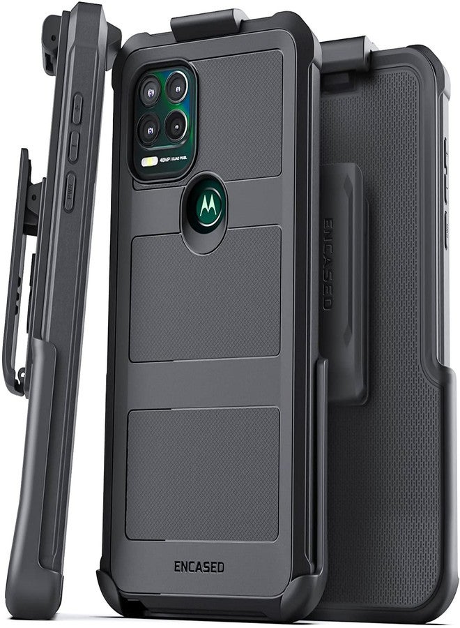 إنكاسد جراب Encased Falcon المصمم خصيصًا لهاتف Moto G Stylus 5G مع مشبك حزام، (2021) جراب حماية للهاتف مع حافظة (أسود) - Image 1
