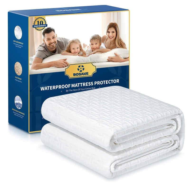 100 Waterproof Queen Mattress Protector Breathable Cooling 3D Air Fabric Mattress Cover Smooth Soft Hypoallergenic Noiseless Bed Cover Machine Washable Vinyl Free 821 Deep Pocket