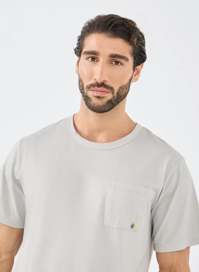 Styli Styli Solid Pocket Detail T-Shirt and Striped Shorts Set