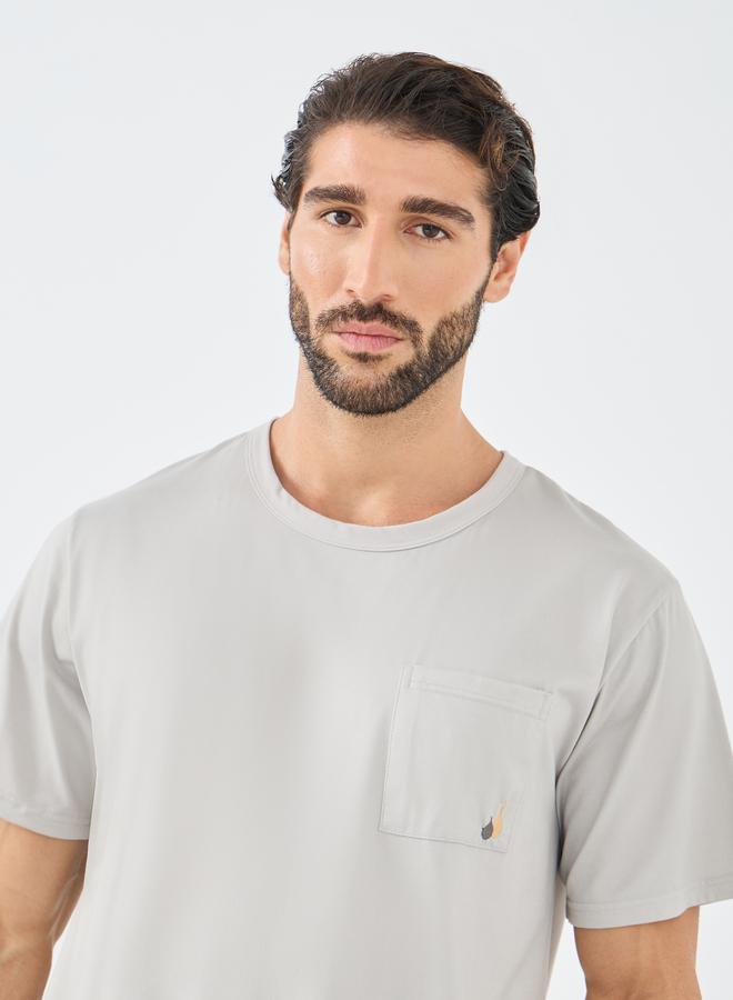 Styli Solid Pocket Detail T-Shirt and Striped Shorts Set - Image 3