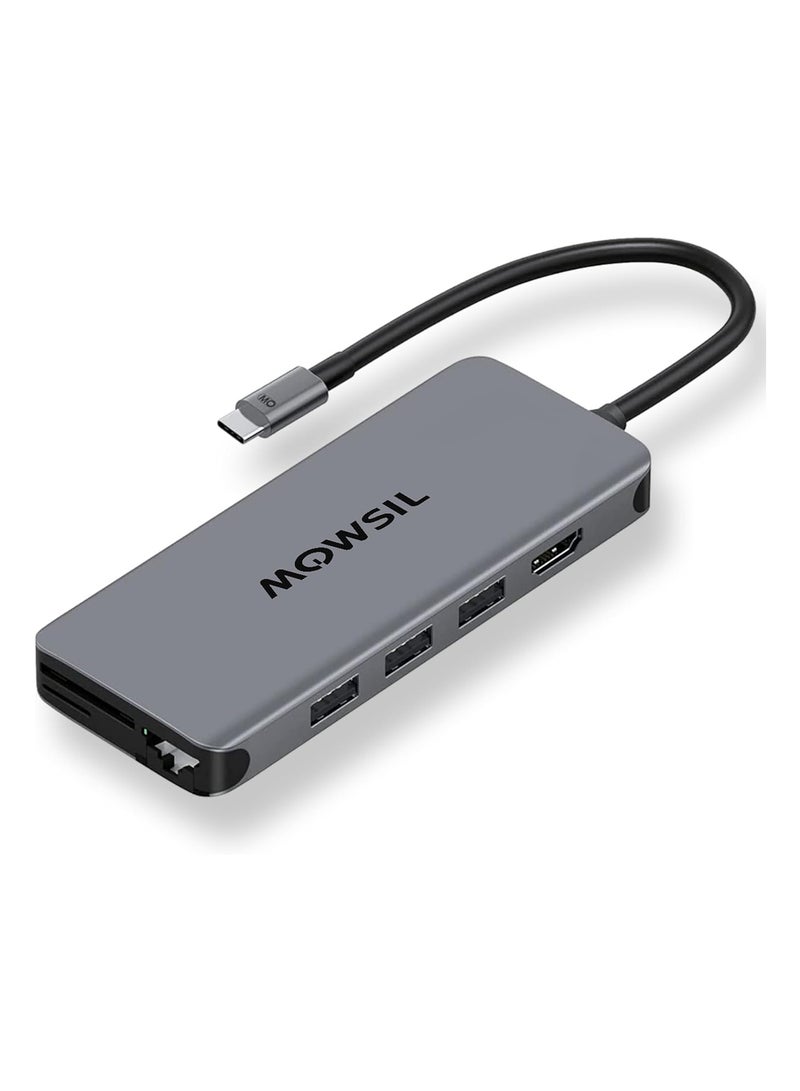 MOWSIL 12 in 1 USB C Hub 4K HDMI and FHD VGA Dual Video Output Type C Hub, PD 100W, Gigabit Ethernet, 3 USB 3.0 Ports, USB C to 3.5mm, SD/TF Slot Multiport Adapter for MacBook Pro/Air 2023, HP, - Image 1