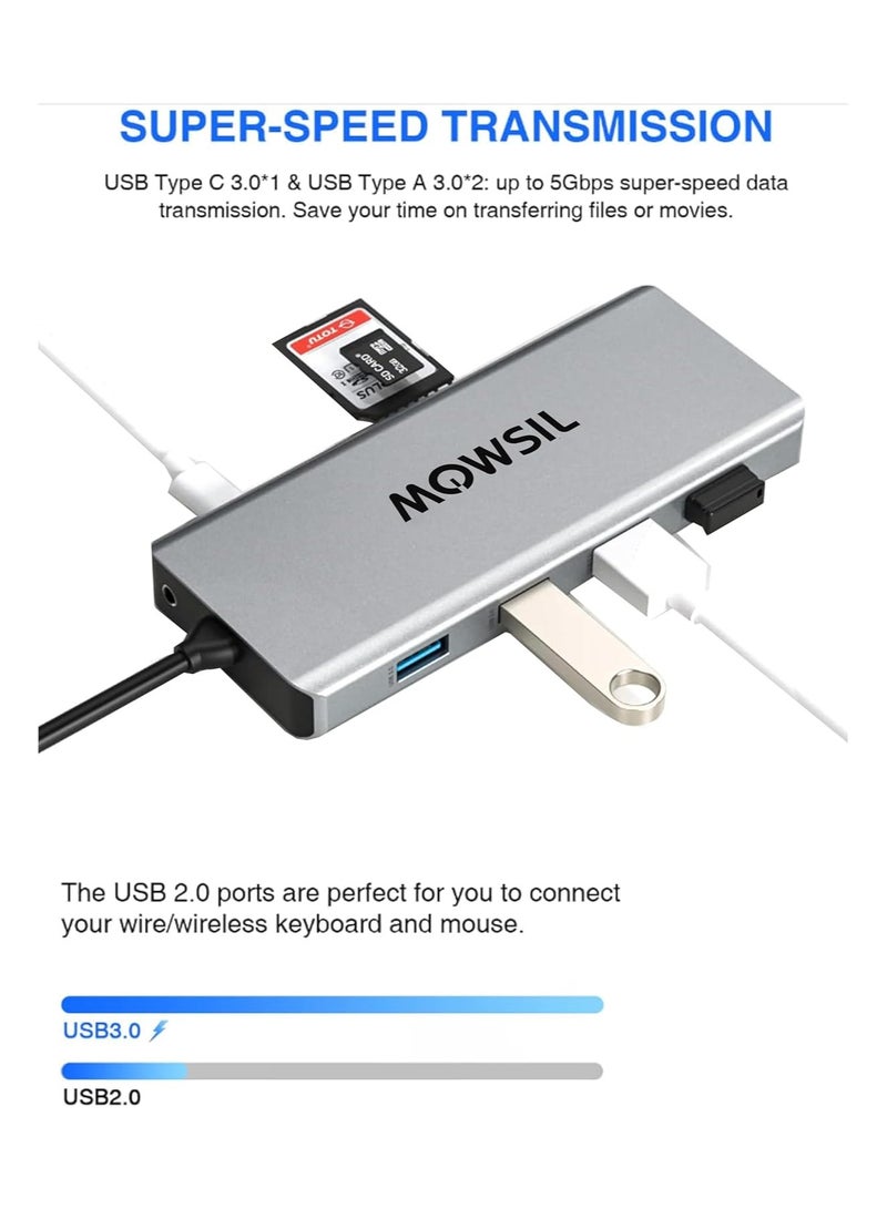 MOWSIL 12 in 1 USB C Hub 4K HDMI and FHD VGA Dual Video Output Type C Hub, PD 100W, Gigabit Ethernet, 3 USB 3.0 Ports, USB C to 3.5mm, SD/TF Slot Multiport Adapter for MacBook Pro/Air 2023, HP, - Image 4