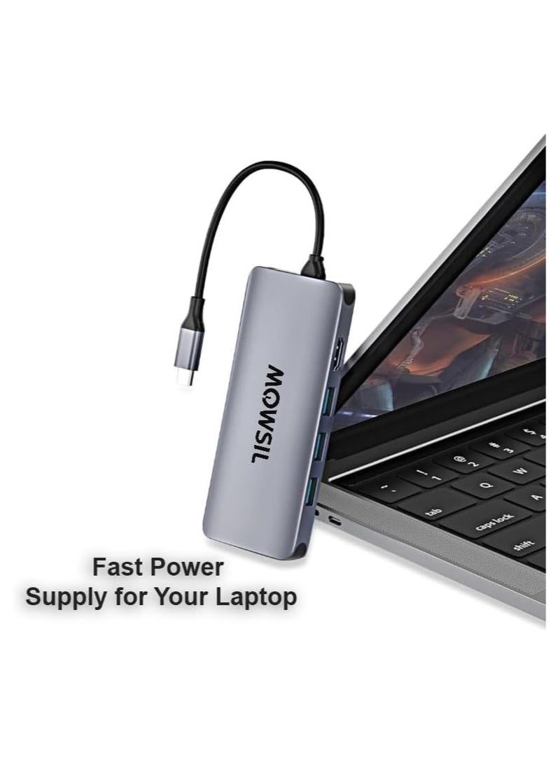 MOWSIL 12 in 1 USB C Hub 4K HDMI and FHD VGA Dual Video Output Type C Hub, PD 100W, Gigabit Ethernet, 3 USB 3.0 Ports, USB C to 3.5mm, SD/TF Slot Multiport Adapter for MacBook Pro/Air 2023, HP, - Image 2
