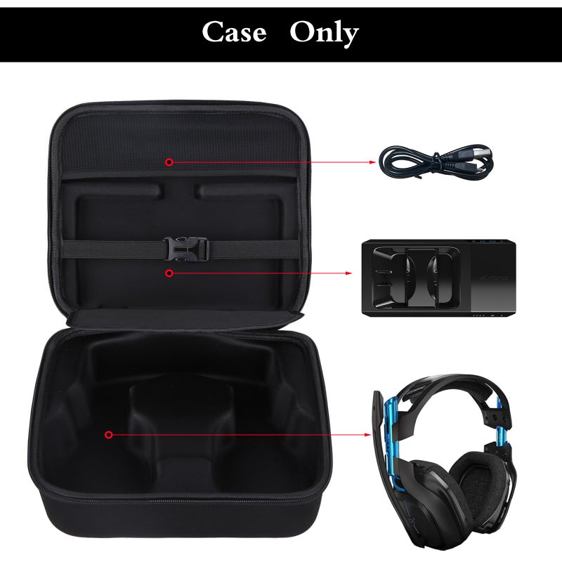 Aproca Portable Hard Protective Case, Compatible with Logitech G Astro A50 X/Astro Gaming A50 Wireless Dolby Gaming Headset (Black) - Image 2