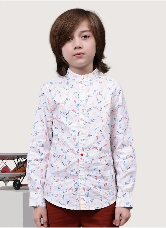 One Friday One Friday Kids Boys White Cotton Shirt Collar Shirt