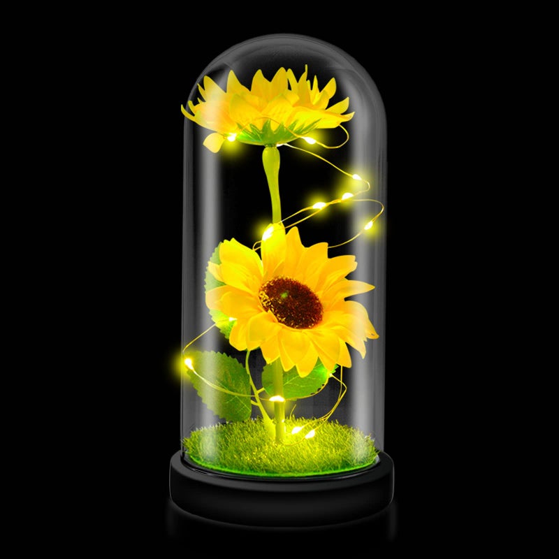 QUELIEN Sunflower Gifts for Women Birthday Gifts for her Sunflowers Artificial Flowers in Glass Dome Unique Gifts for Xmas Valentine Day Wedding Mothers Day Anniversary (Yellow) - Image 5