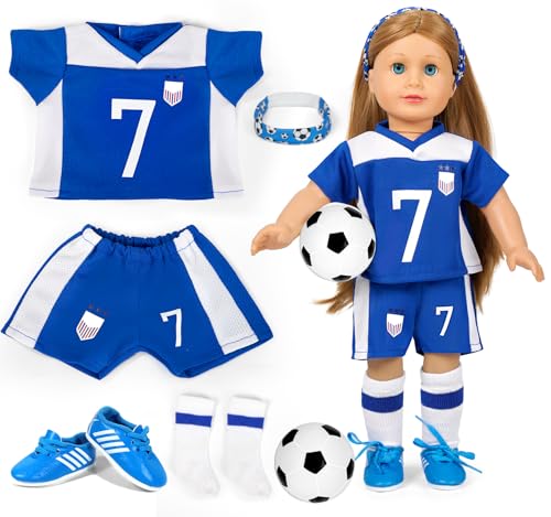 ARTST American 18 inch Doll Clothes AccessoriesSoccer Uniform Valentines Gifts for 18 Inch Girl Dolls Sports - Image 1