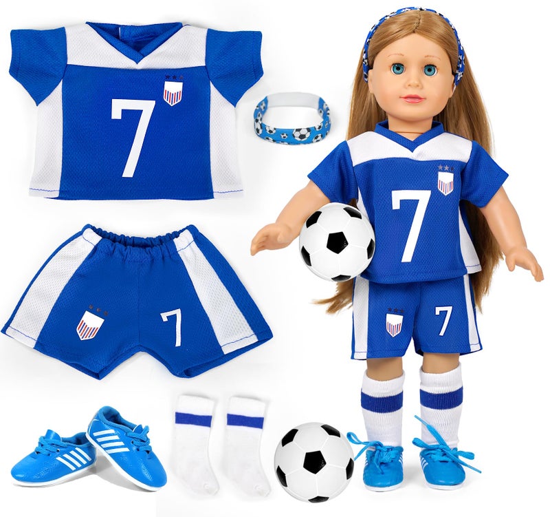 ARTST American 18 inch Doll Clothes AccessoriesSoccer Uniform Valentines Gifts for 18 Inch Girl Dolls Sports - Image 2