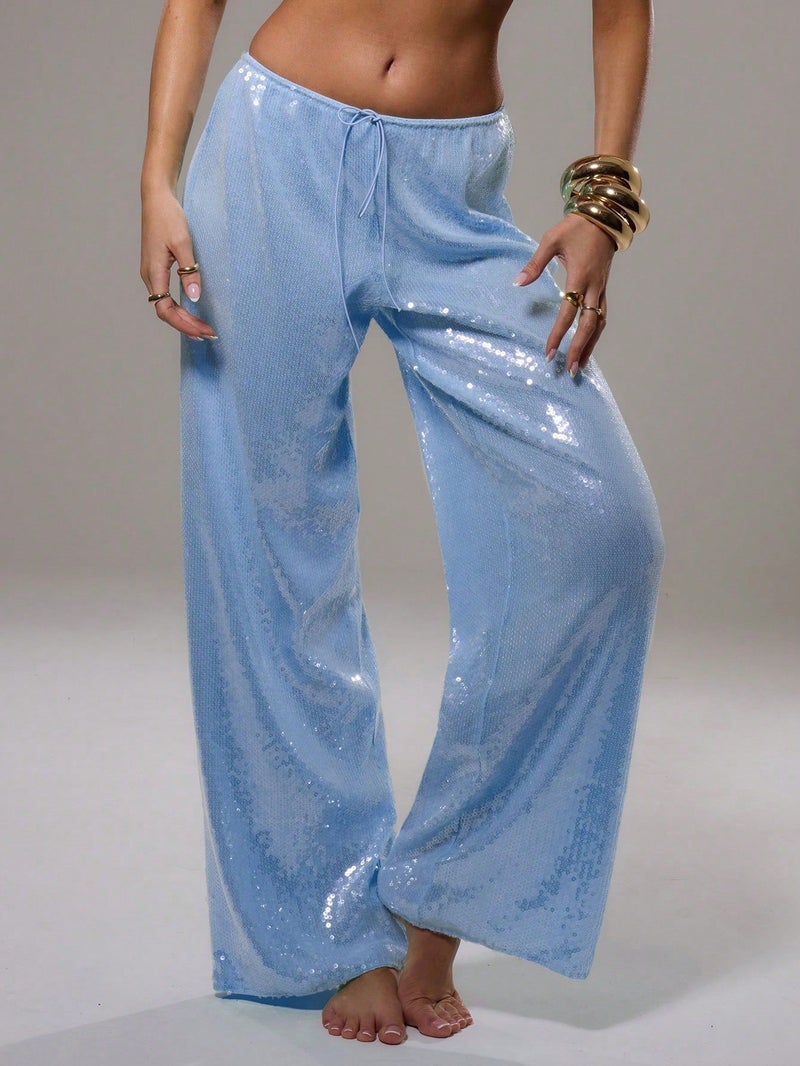 Sequin Pants Casual Loose Women'S New Wide-Leg Pants Autumn Fashion Straight Wide-Leg Casual Pants - Image 3