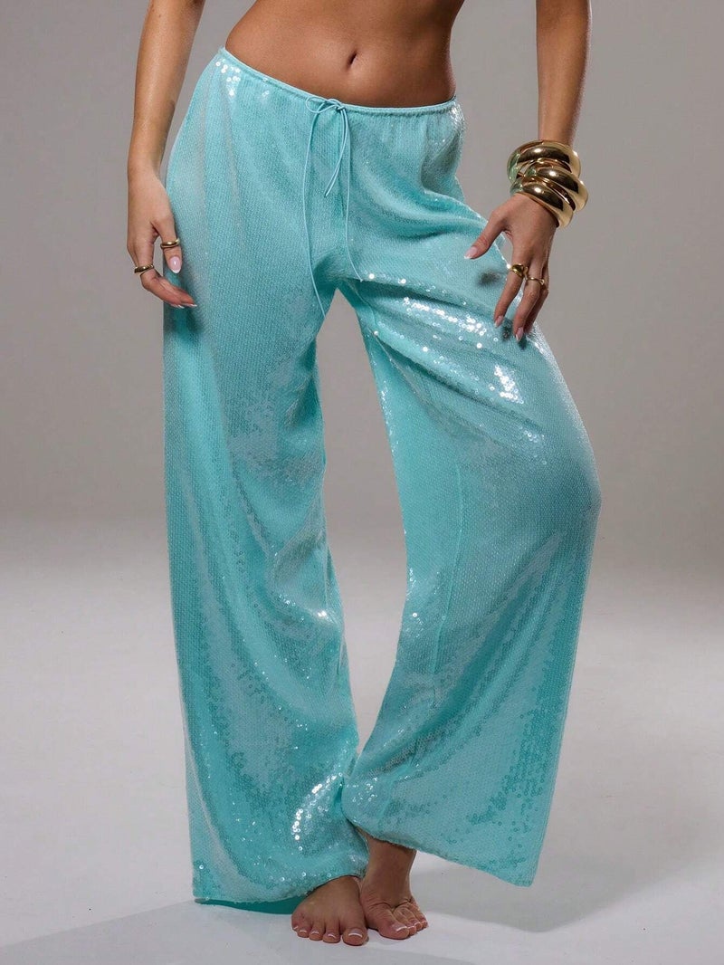 Sequin Pants Casual Loose Women'S New Wide-Leg Pants Autumn Fashion Straight Wide-Leg Casual Pants - Image 1