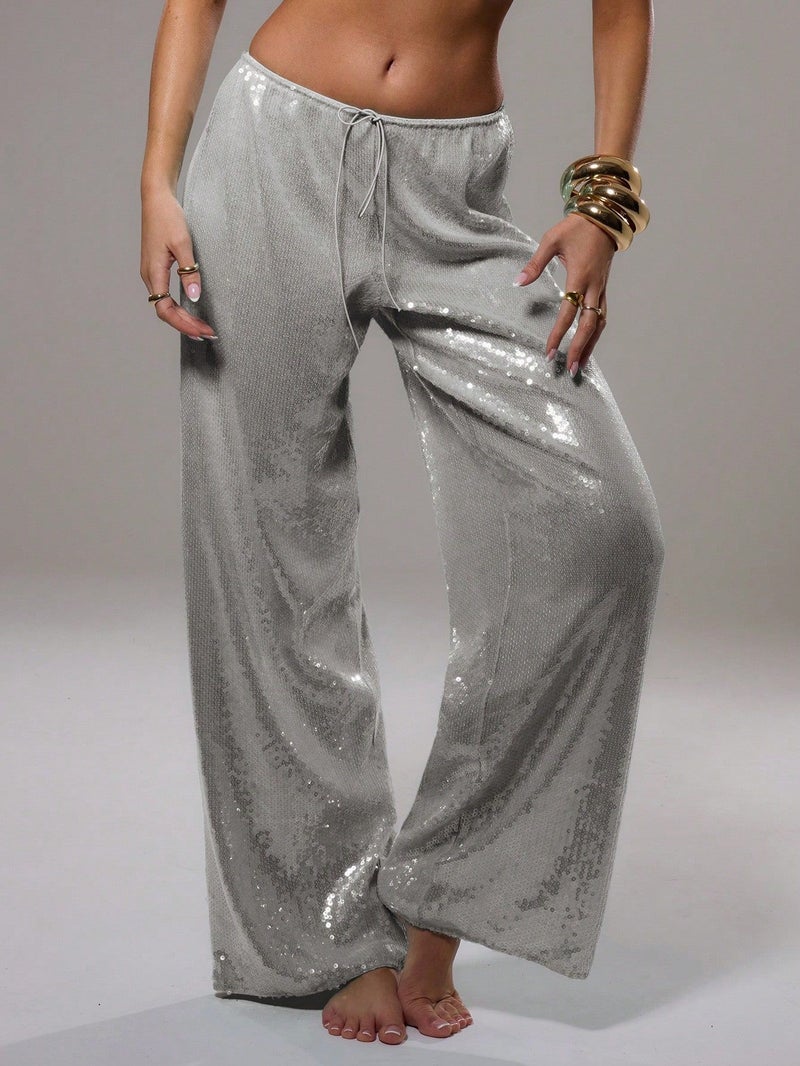 Sequin Pants Casual Loose Women'S New Wide-Leg Pants Autumn Fashion Straight Wide-Leg Casual Pants - Image 5