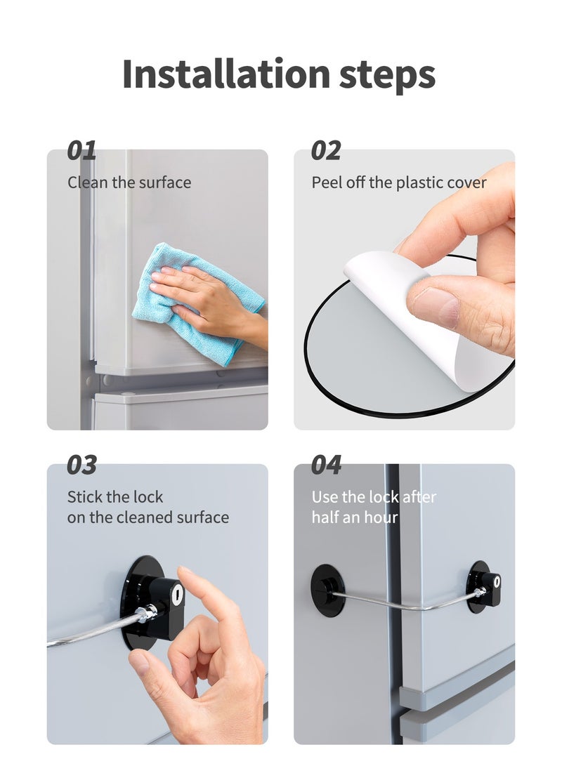 بكارنست عبوة من 2 قفل للثلاجة وأقفال للأدراج، لاصق قوي، مصمم لسلامة الأطفال، ومناسب أيضًا للثلاجة والأبواب والنوافذ والخزائن وما إلى ذلك (أسود). - Image 5