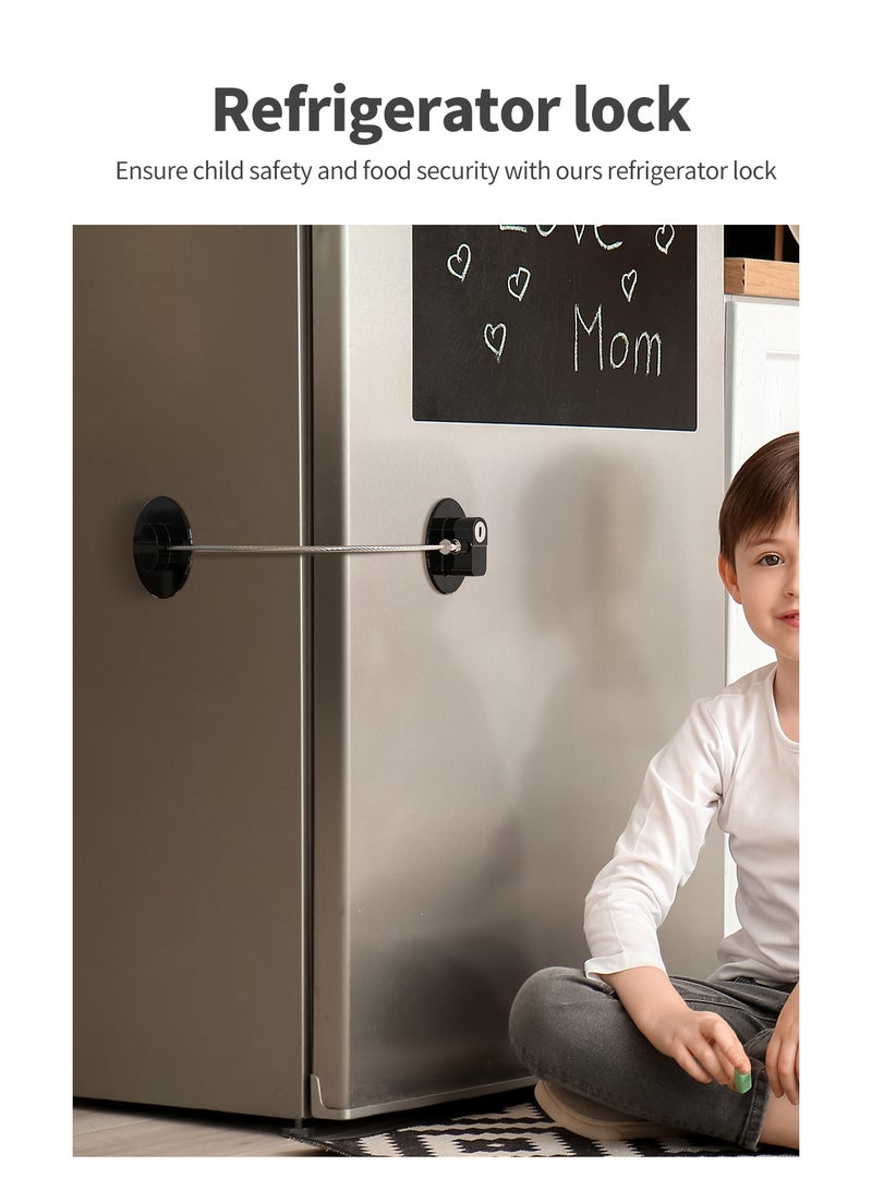 بكارنست عبوة من 2 قفل للثلاجة وأقفال للأدراج، لاصق قوي، مصمم لسلامة الأطفال، ومناسب أيضًا للثلاجة والأبواب والنوافذ والخزائن وما إلى ذلك (أسود). - Image 3