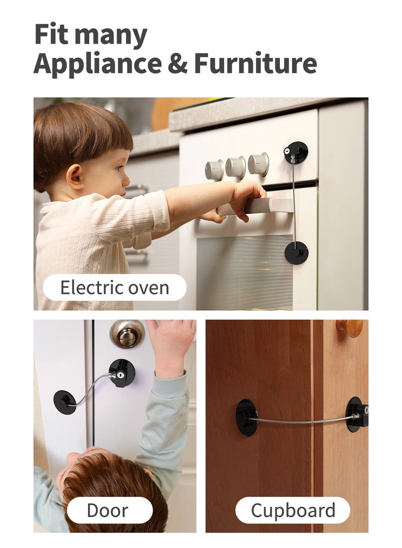 بكارنست عبوة من 2 قفل للثلاجة وأقفال للأدراج، لاصق قوي، مصمم لسلامة الأطفال، ومناسب أيضًا للثلاجة والأبواب والنوافذ والخزائن وما إلى ذلك (أسود). - Image 4