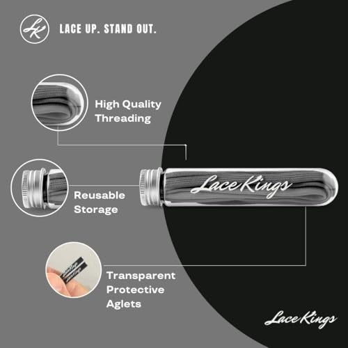 Lace Kings Flat Shoelaces (Dark Grey - 27in) - Image 2