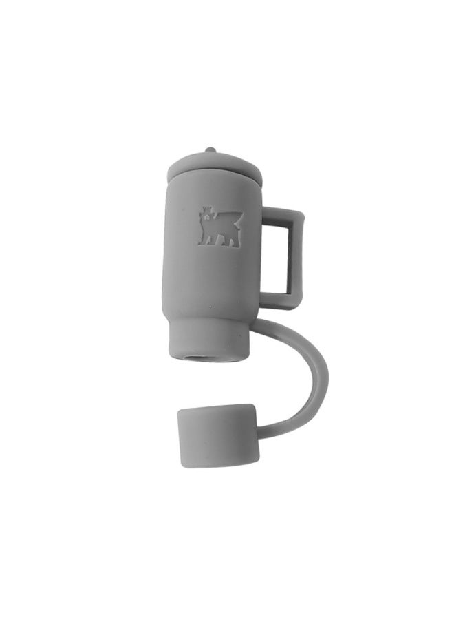 Food Grade Silicone Straw Cap Flower Bottle Cap Shape Silicone Straw Plug 10mm Straw Dust Cap Dust Plug-Color:Kettle Gray - Image 1