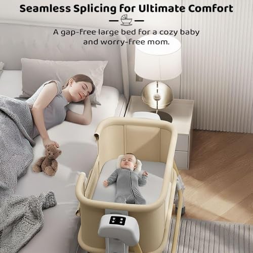 StarAndDaisy Baby/Automatic Cradle for Newborn 0-2 Years boy & Girl with 5-Speed Swing & Musical Timer, Adjustable Height Baby Crib/Jhula with Mosquito Net & Safety Lock (Khaki) - Image 3