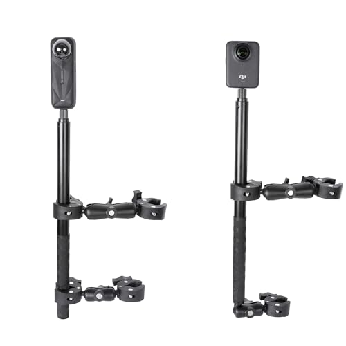 PELLKING Motorcycle Mount kit for Insta360 One X5 X4 X3 X2 RS DJI OSMO 360 GoPro MAX- Double Clamps Handlebar Holder with 155cm Selfie Stick for Motorcycle and Bicycle Riding Records - Image 1