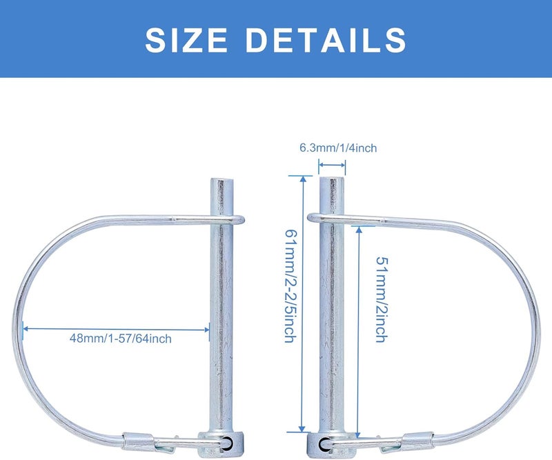 SuperMMarK 12-Count 1/4 Inch Heavy Duty Zinc-Plated Carbon Steel Spring Locking Pins for Farm Trailers Lawn Garden - Image 2